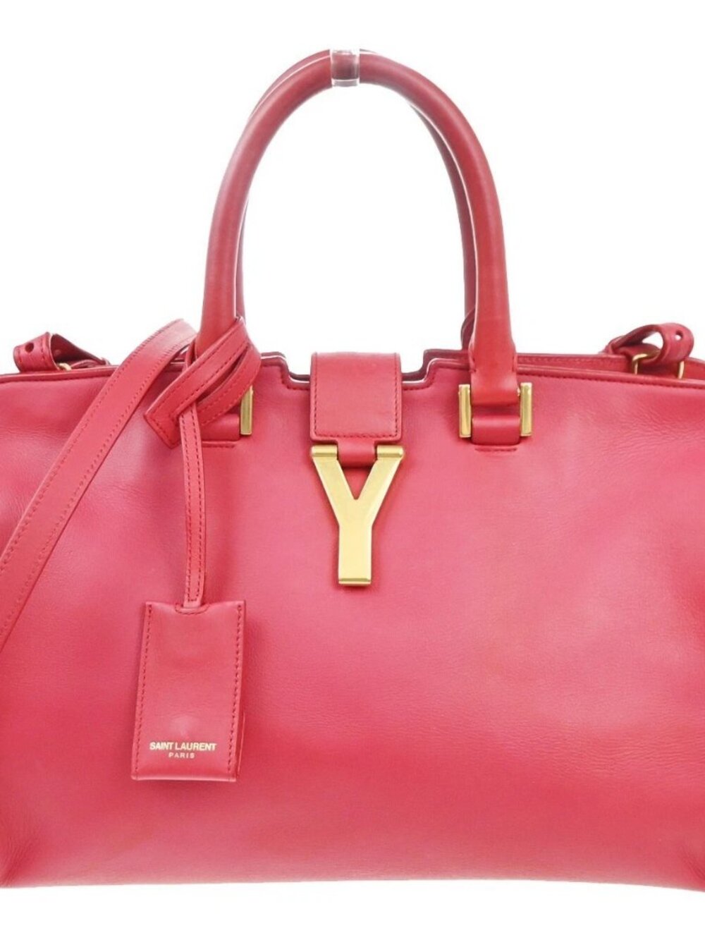 SAINT LAURENT Petit Cabas Y Line 2way Shoulder Hand Bag Leather RD Italy 76KC999